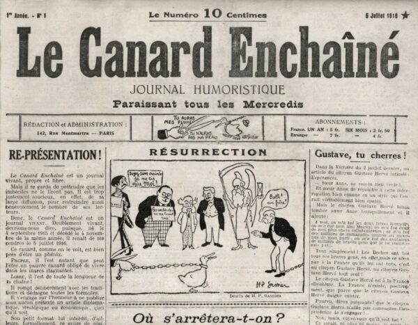 N° 1 du Canard Enchaîné -  5 Juillet 1916