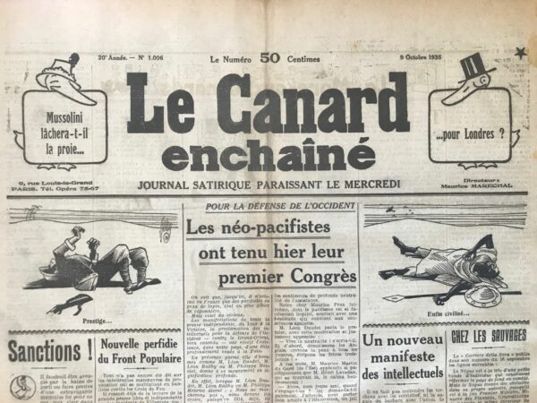 N° 1006 du Canard Enchaîné -  9 Octobre 1935