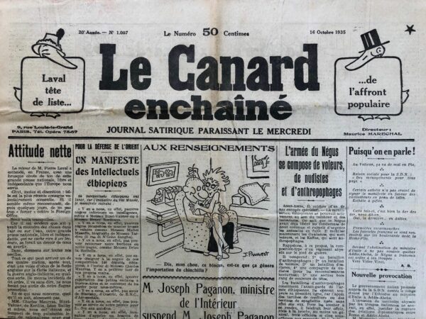N° 1007 du Canard Enchaîné -  16 Octobre 1935