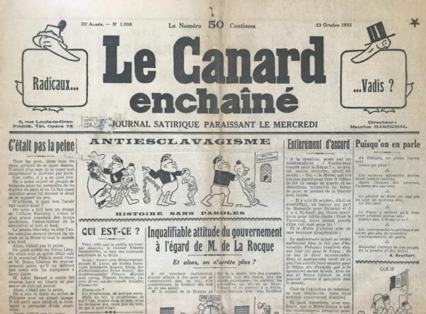 N° 1008 du Canard Enchaîné -  23 Octobre 1935