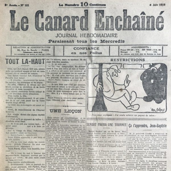 N° 101 du Canard Enchaîné -  5 Juin 1918