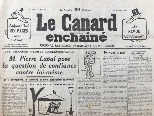 N° 1018 du Canard Enchaîné -  1 Janvier 1936