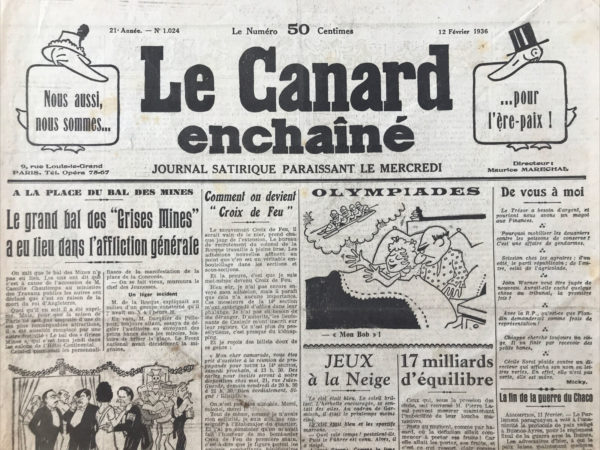 N° 1024 du Canard Enchaîné -  12 Février 1936