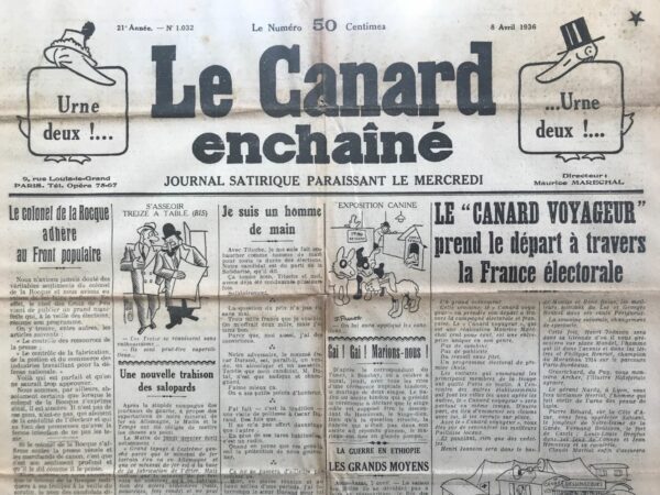 N° 1032 du Canard Enchaîné -  8 Avril 1936