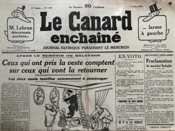 N° 1036 du Canard Enchaîné -  6 Mai 1936