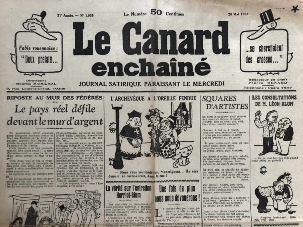 N° 1038 du Canard Enchaîné -  20 Mai 1936