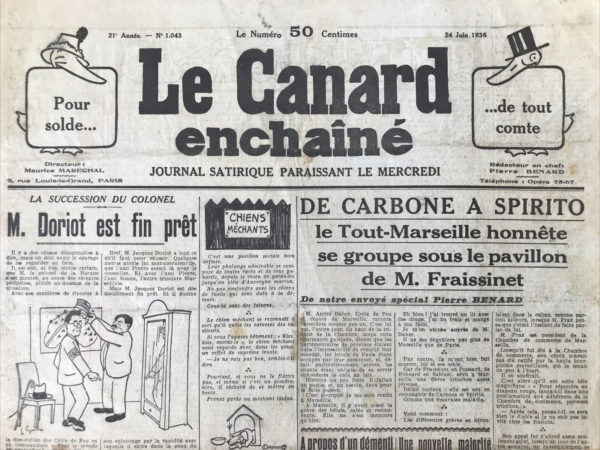 N° 1043 du Canard Enchaîné -  24 Juin 1936