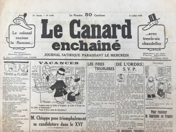 N° 1045 du Canard Enchaîné -  8 Juillet 1936
