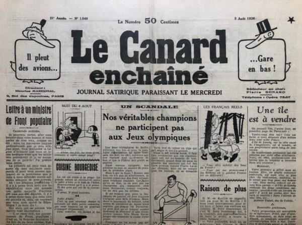 N° 1049 du Canard Enchaîné -  5 Août 1936