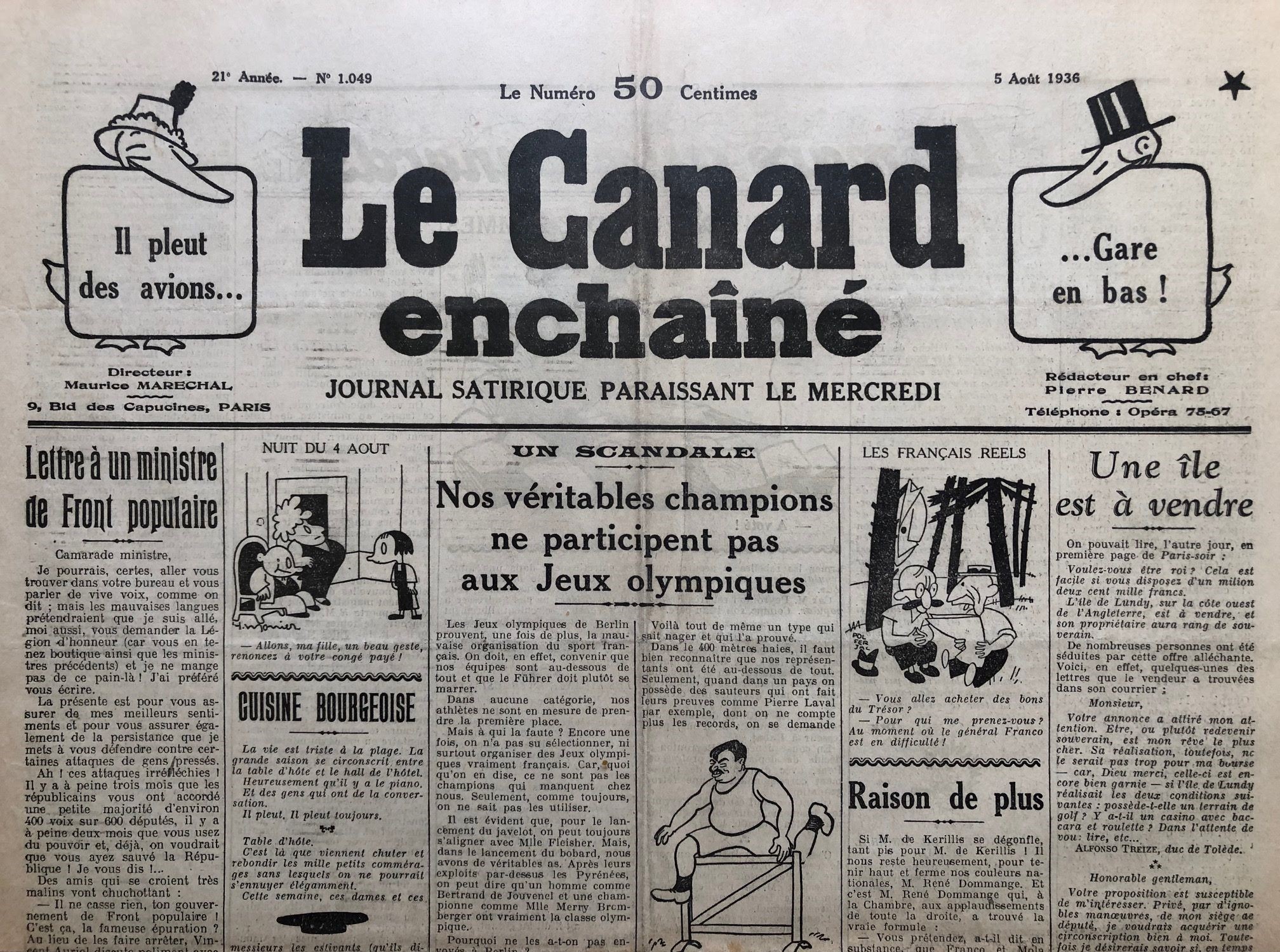 Couac ! | Acheter un Canard | Vente d'Anciens Journaux du Canard Enchaîné. Des Journaux Satiriques de Collection, Historiques & Authentiques de 1916 à 2004 ! | 1049 1