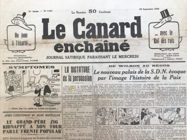 N° 1056 du Canard Enchaîné -  23 Septembre 1936