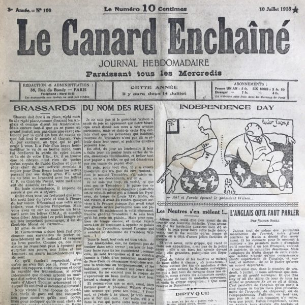 N° 106 du Canard Enchaîné -  10 Juillet 1918