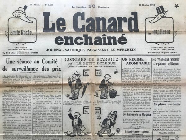 N° 1061 du Canard Enchaîné -  28 Octobre 1936