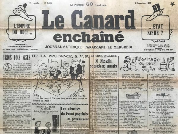 N° 1062 du Canard Enchaîné -  4 Novembre 1936