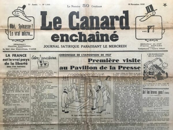 N° 1064 du Canard Enchaîné -  18 Novembre 1936
