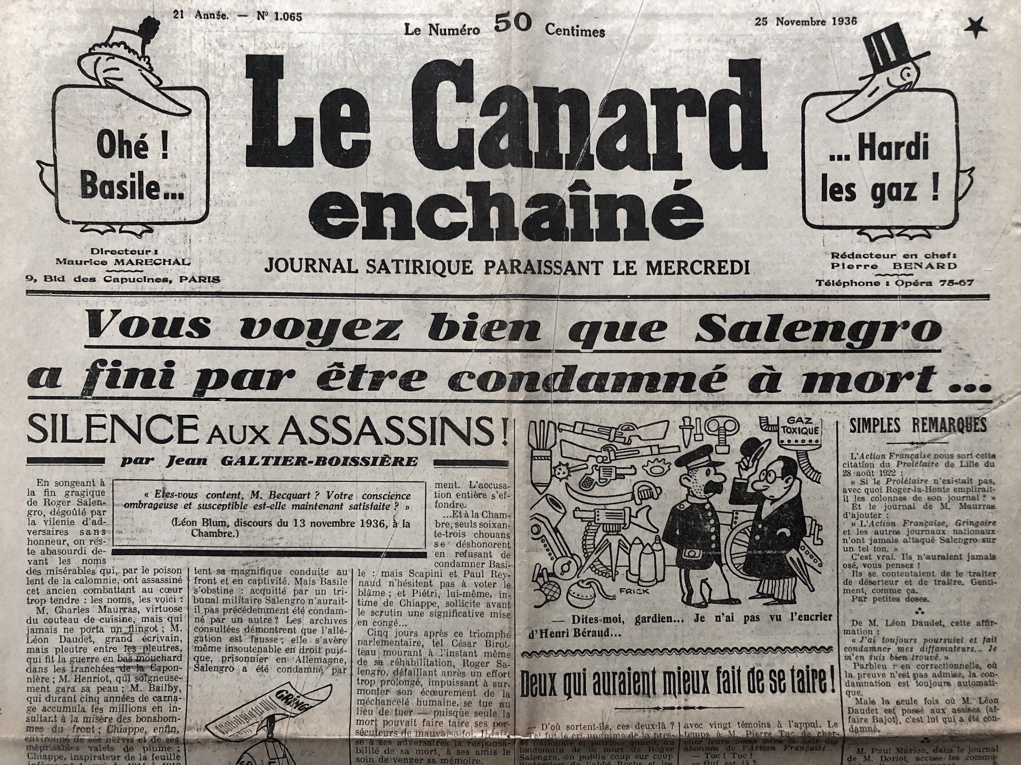 Couac ! | Acheter un Canard | Vente d'Anciens Journaux du Canard Enchaîné. Des Journaux Satiriques de Collection, Historiques & Authentiques de 1916 à 2005 ! | 1065 1
