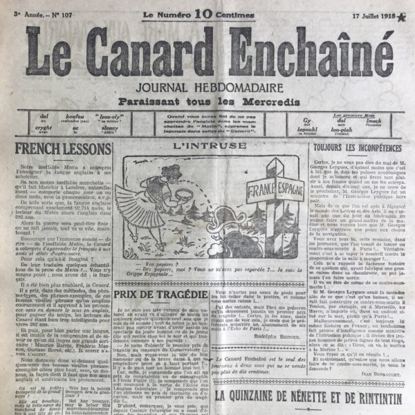N° 107 du Canard Enchaîné -  17 Juillet 1918