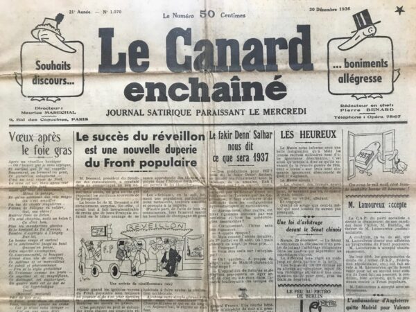 N° 1070 du Canard Enchaîné -  30 Décembre 1936