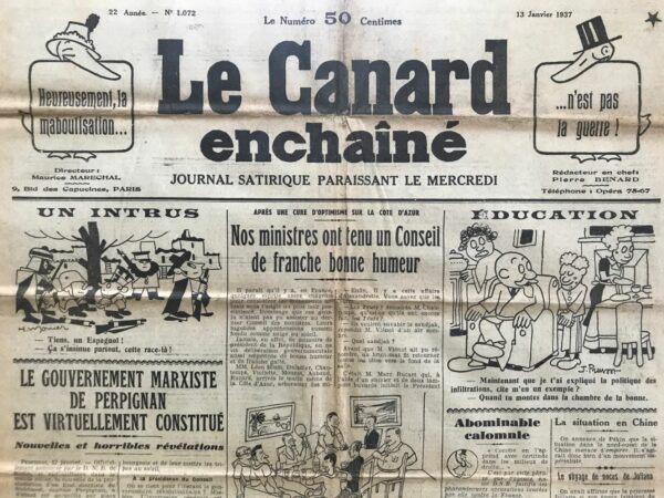 N° 1072 du Canard Enchaîné -  13 Janvier 1937