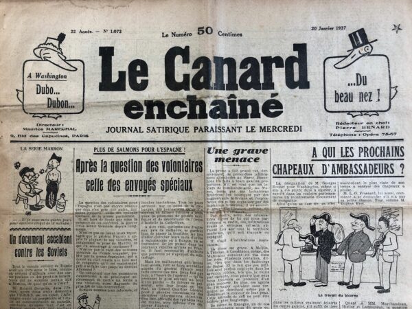 N° 1073 du Canard Enchaîné -  20 Janvier 1937