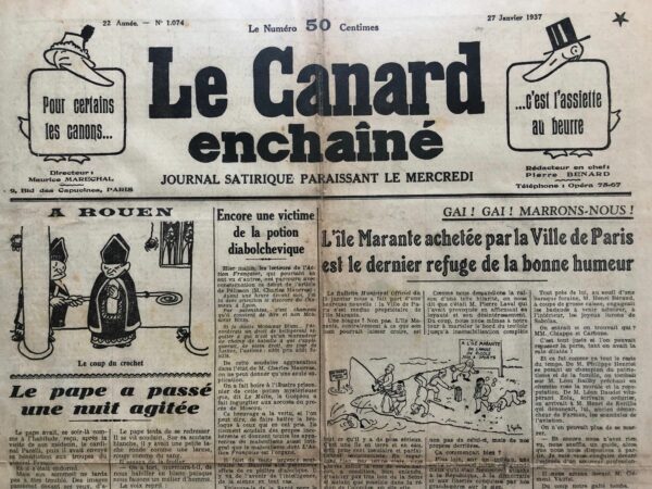 N° 1074 du Canard Enchaîné -  27 Janvier 1937