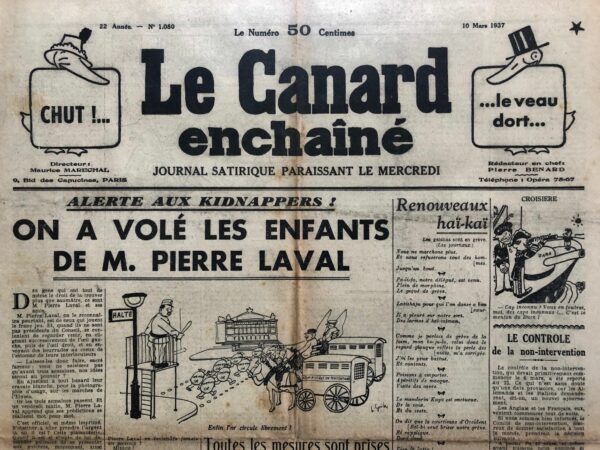 N° 1080 du Canard Enchaîné -  10 Mars 1937
