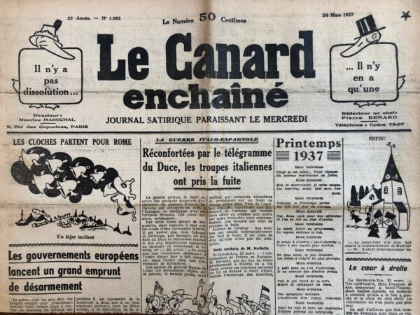 N° 1082 du Canard Enchaîné -  24 Mars 1937