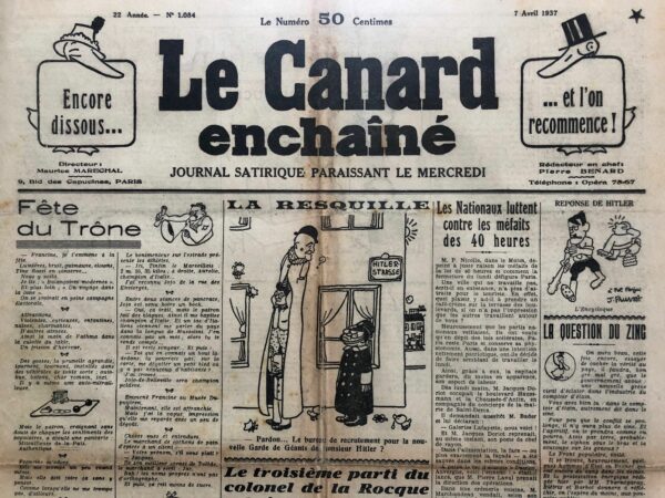 N° 1084 du Canard Enchaîné -  7 Avril 1937
