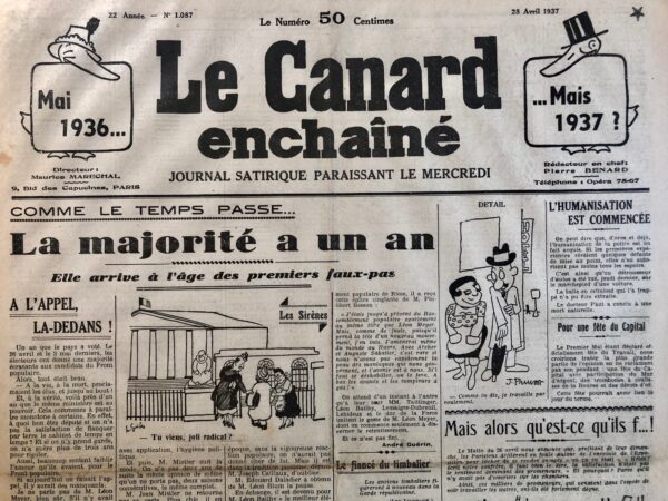 N° 1087 du Canard Enchaîné -  28 Avril 1937