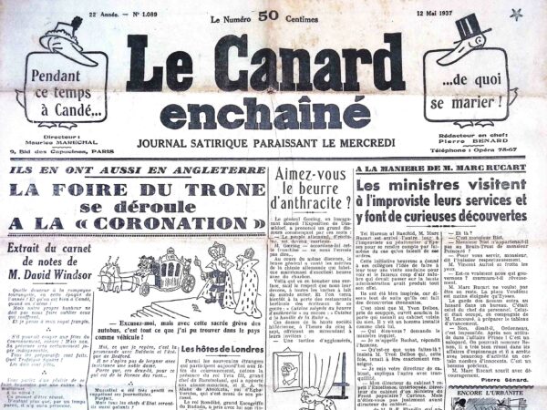 N° 1089 du Canard Enchaîné -  12 Mai 1937