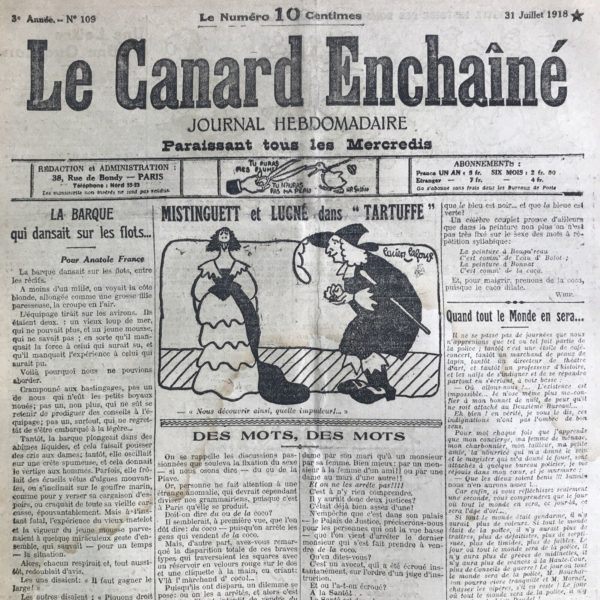 N° 109 du Canard Enchaîné -  31 Juillet 1918