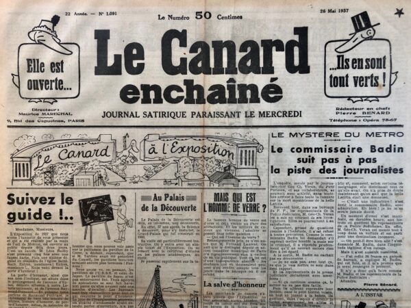 N° 1091 du Canard Enchaîné -  26 Mai 1937