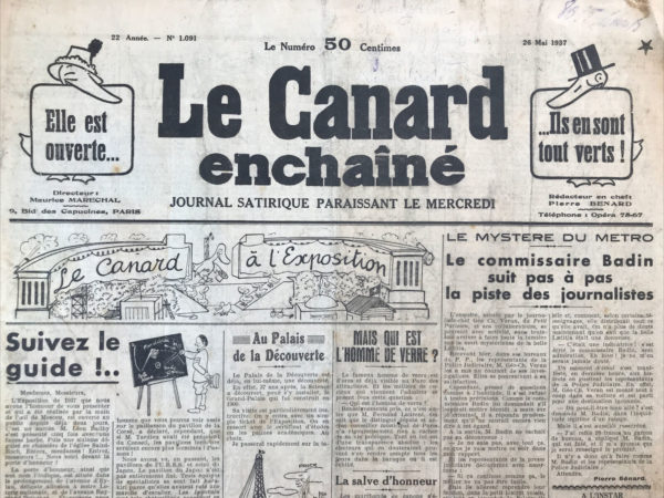 N° 1091 du Canard Enchaîné -  26 Mai 1937