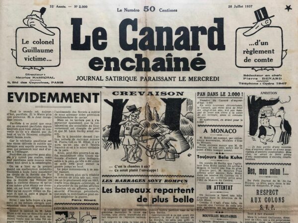 N° 1100 du Canard Enchaîné -  28 Juillet 1937