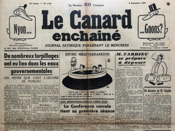 N° 1106 du Canard Enchaîné -  8 Septembre 1937