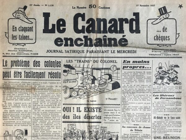 N° 1116 du Canard Enchaîné -  17 Novembre 1937