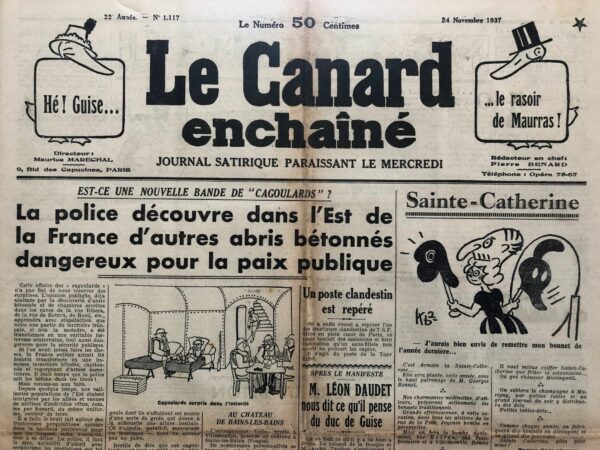 N° 1117 du Canard Enchaîné -  24 Novembre 1937