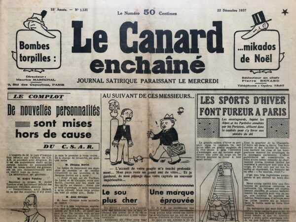 N° 1121 du Canard Enchaîné -  22 Décembre 1937