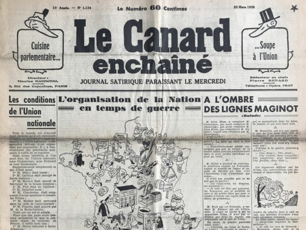 N° 1134 du Canard Enchaîné -  23 Mars 1938