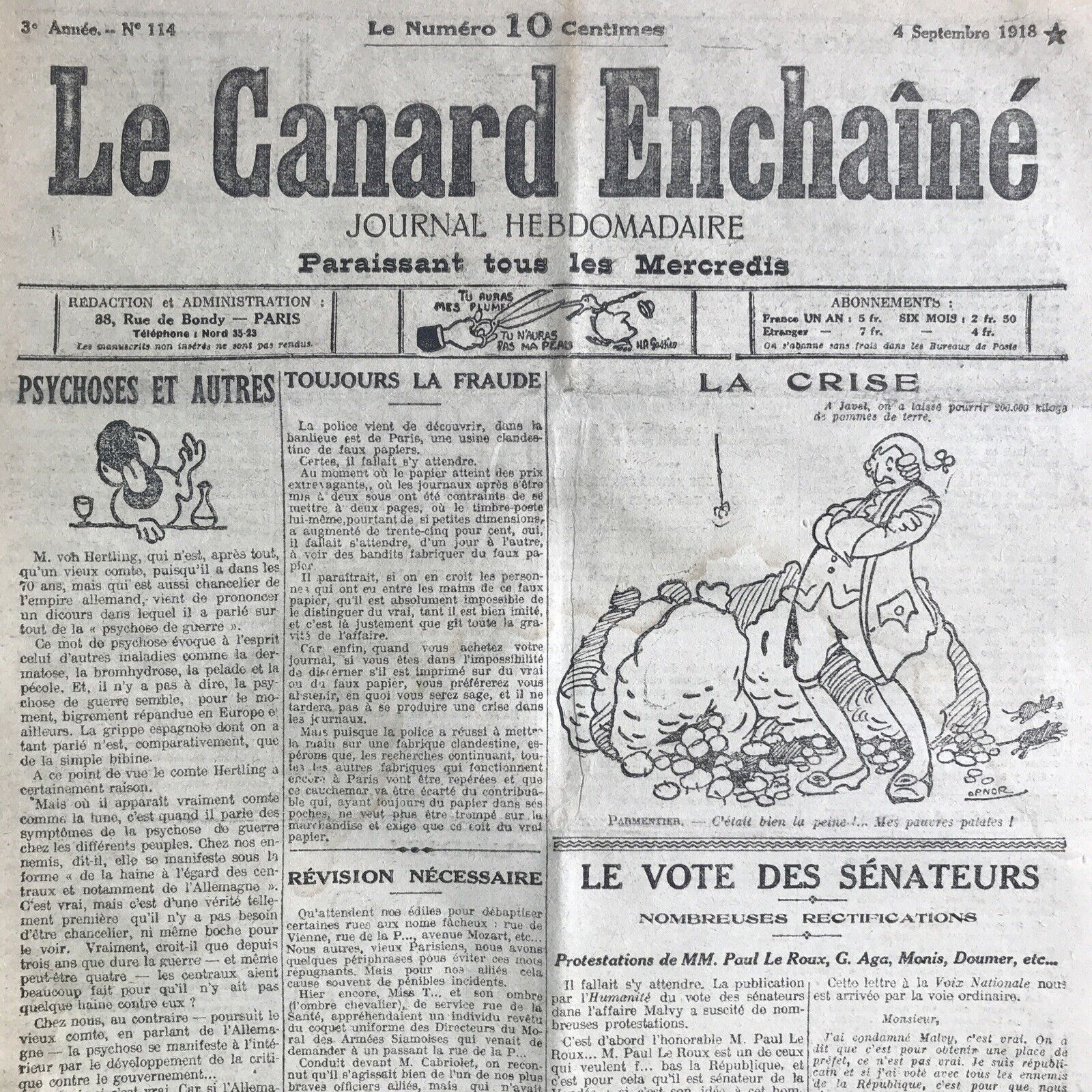 Couac ! | Acheter un Canard | Vente d'Anciens Journaux du Canard Enchaîné. Des Journaux Satiriques de Collection, Historiques & Authentiques de 1916 à 2004 ! | 114