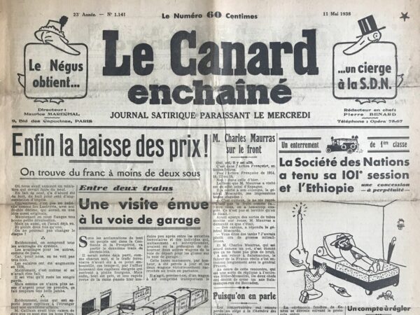 N° 1141 du Canard Enchaîné -  11 Mai 1938
