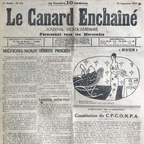 N° 115 du Canard Enchaîné -  11 Septembre 1918