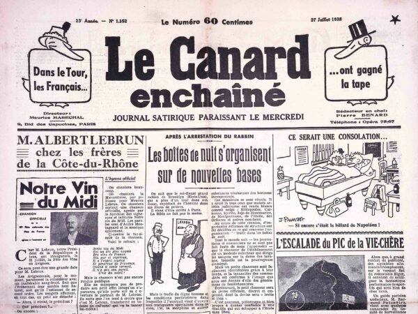 N° 1152 du Canard Enchaîné -  27 Juillet 1938