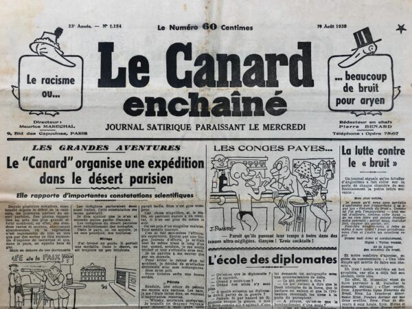 N° 1154 du Canard Enchaîné -  10 Août 1938