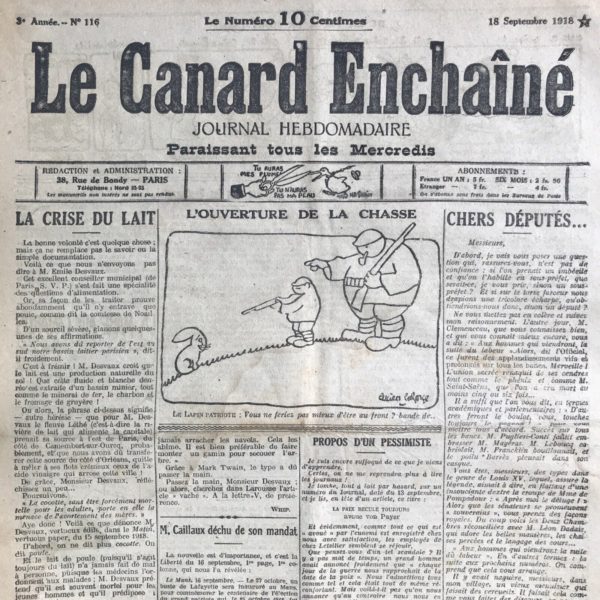 N° 116 du Canard Enchaîné -  18 Septembre 1918