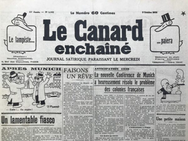 N° 1162 du Canard Enchaîné -  5 Octobre 1938