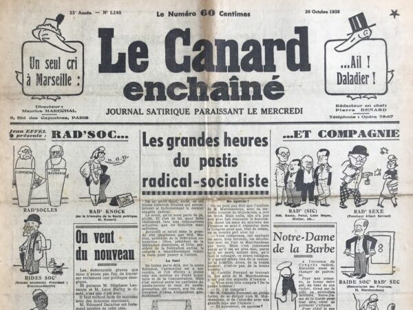 N° 1165 du Canard Enchaîné -  26 Octobre 1938