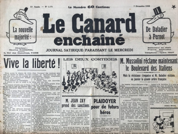 N° 1171 du Canard Enchaîné -  7 Décembre 1938