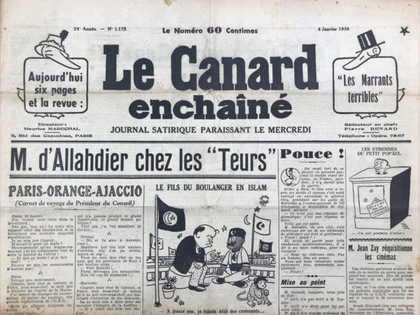 N° 1175 du Canard Enchaîné -  4 Janvier 1939