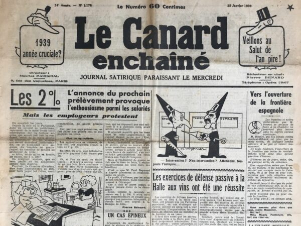 N° 1178 du Canard Enchaîné -  25 Janvier 1939